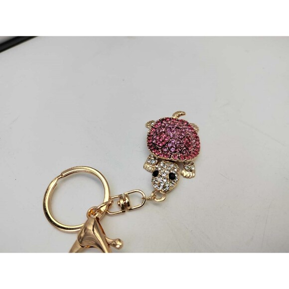Creative Diamond Encrusted Turtle Car Keychain Cute Small Gift Charm - Picture 2 of 2